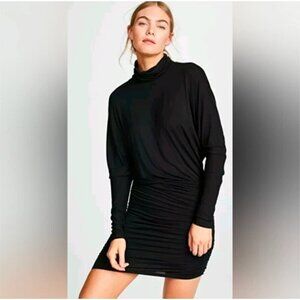 VERONICA BEARD Ruched Bodycon Turtleneck Dolman Sleeve Dress Black size Small